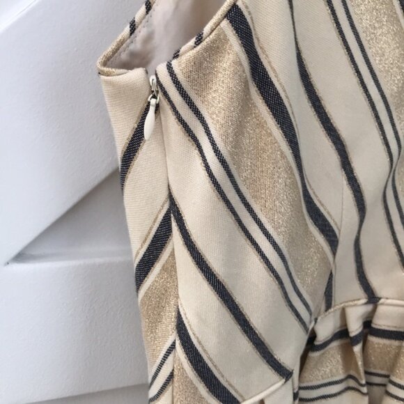 NWT J Crew Gold Striped Mini Cocktail Dress Size 8 - Picture 5 of 9